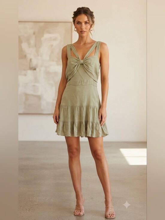 Ted Baker Dresses & Skirts - Ted Baker Crinkled Olive-Green Mini Dress
